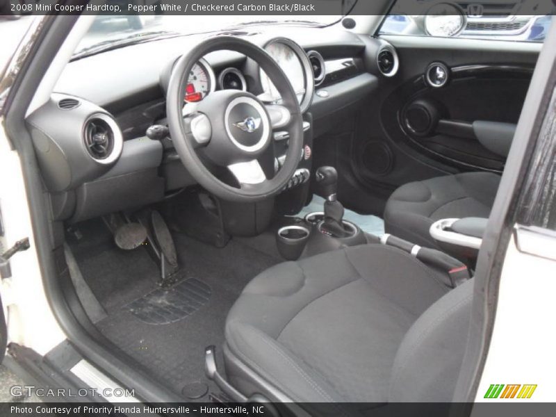 Pepper White / Checkered Carbon Black/Black 2008 Mini Cooper Hardtop