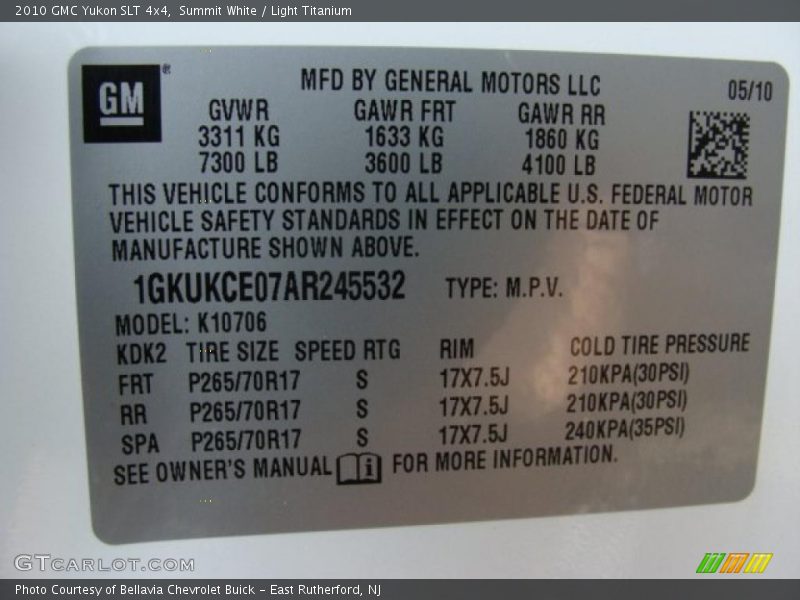 Summit White / Light Titanium 2010 GMC Yukon SLT 4x4