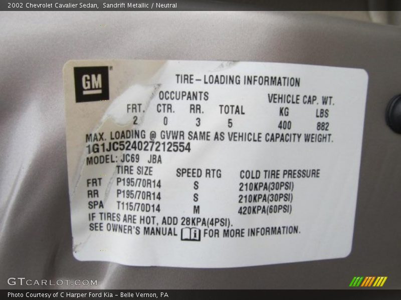 Sandrift Metallic / Neutral 2002 Chevrolet Cavalier Sedan