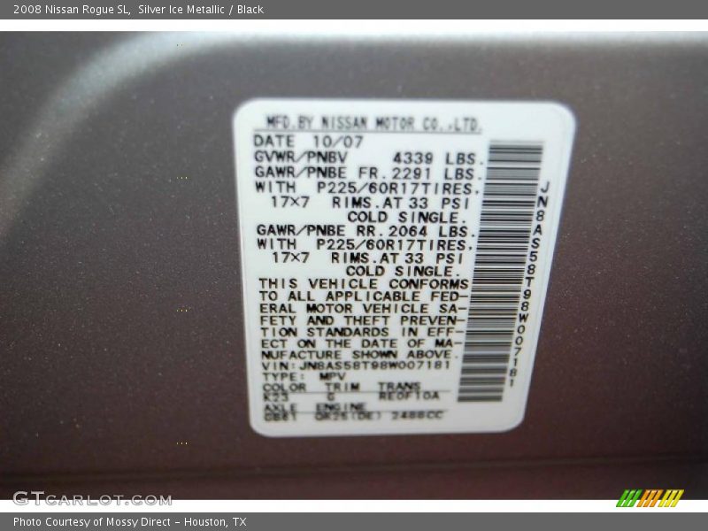 Silver Ice Metallic / Black 2008 Nissan Rogue SL