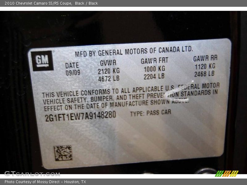 Black / Black 2010 Chevrolet Camaro SS/RS Coupe