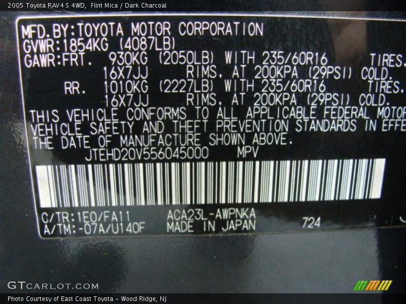 Flint Mica / Dark Charcoal 2005 Toyota RAV4 S 4WD