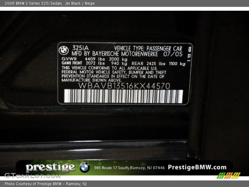 Jet Black / Beige 2006 BMW 3 Series 325i Sedan
