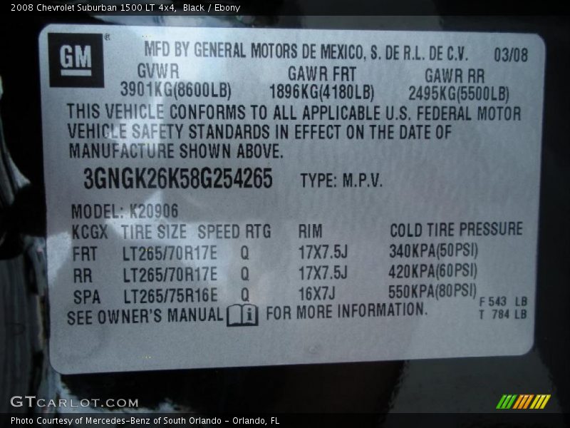 Black / Ebony 2008 Chevrolet Suburban 1500 LT 4x4