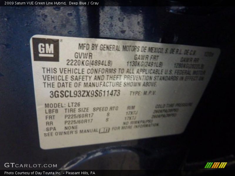 Deep Blue / Gray 2009 Saturn VUE Green Line Hybrid