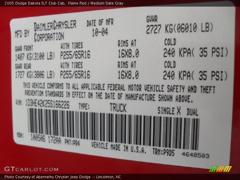 Flame Red / Medium Slate Gray 2005 Dodge Dakota SLT Club Cab