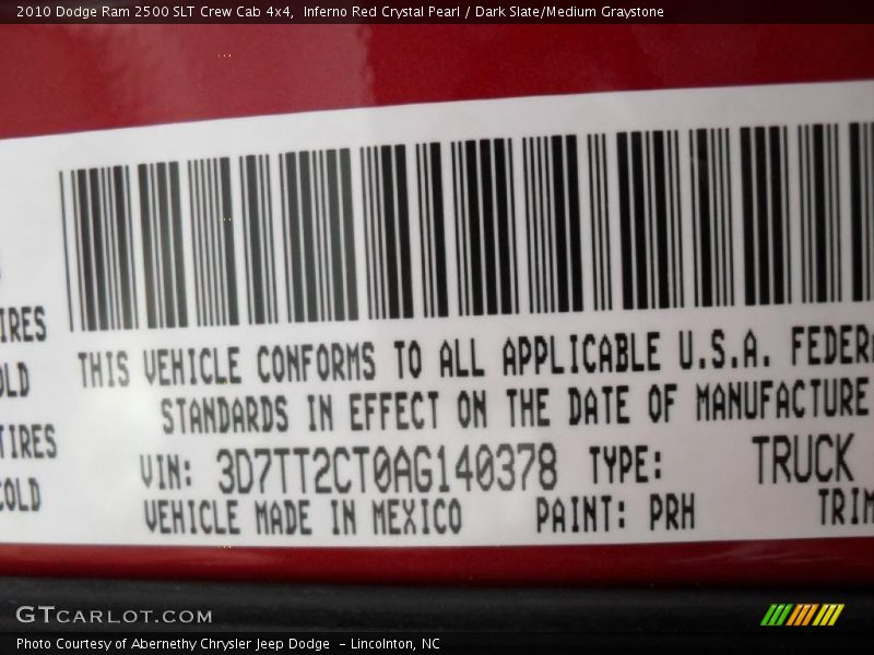 Inferno Red Crystal Pearl / Dark Slate/Medium Graystone 2010 Dodge Ram 2500 SLT Crew Cab 4x4