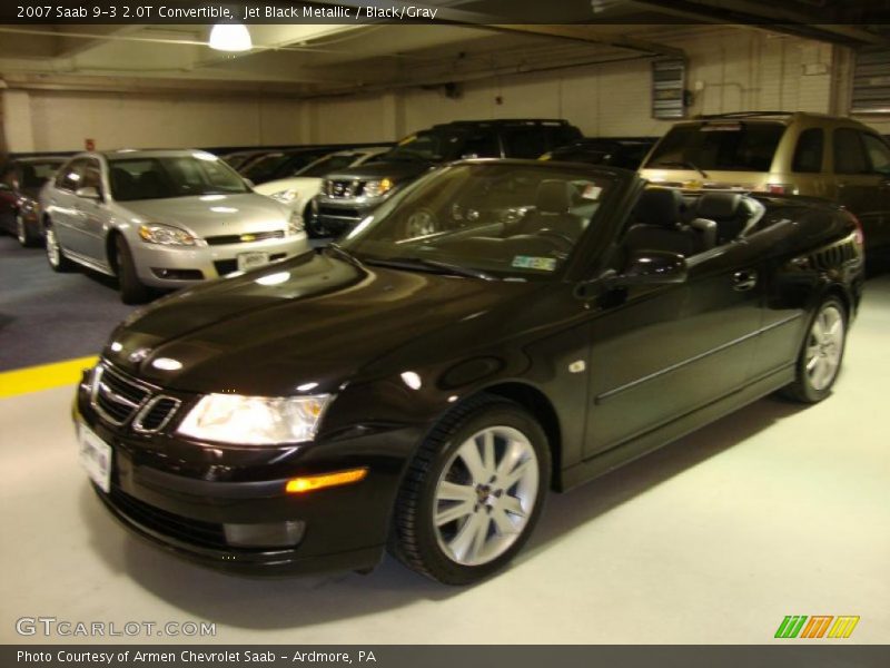 Jet Black Metallic / Black/Gray 2007 Saab 9-3 2.0T Convertible