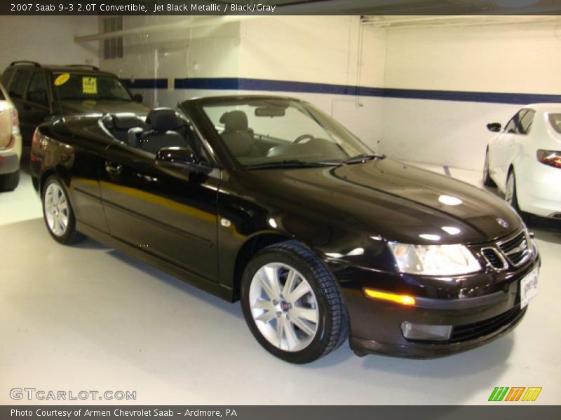 Jet Black Metallic / Black/Gray 2007 Saab 9-3 2.0T Convertible