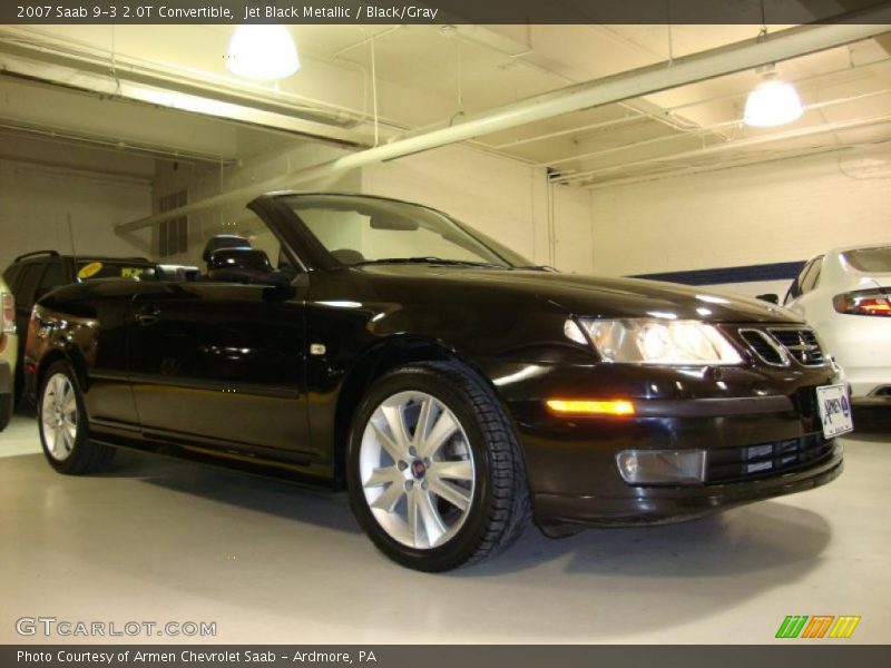 Jet Black Metallic / Black/Gray 2007 Saab 9-3 2.0T Convertible