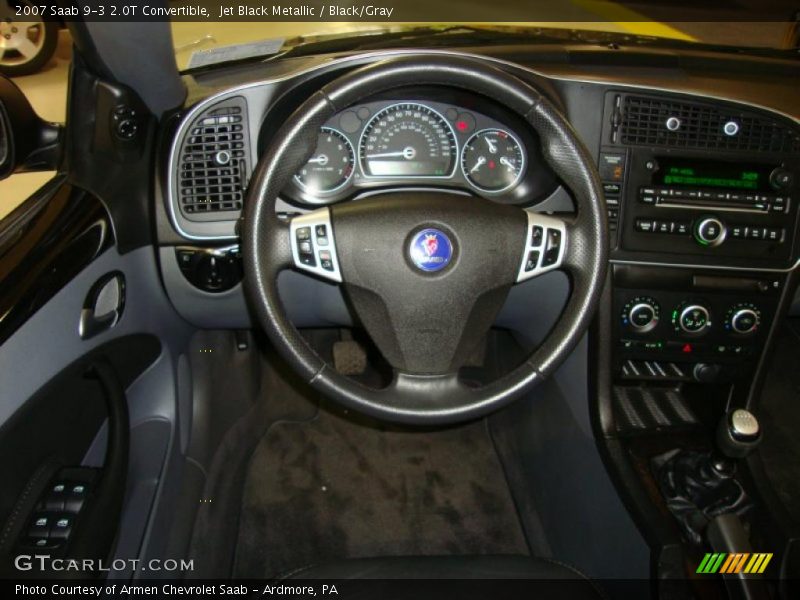 Jet Black Metallic / Black/Gray 2007 Saab 9-3 2.0T Convertible