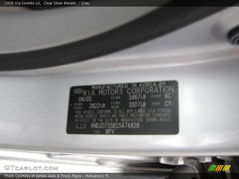Clear Silver Metallic / Gray 2005 Kia Sorento LX
