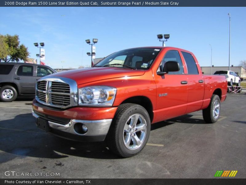 Sunburst Orange Pearl / Medium Slate Gray 2008 Dodge Ram 1500 Lone Star Edition Quad Cab