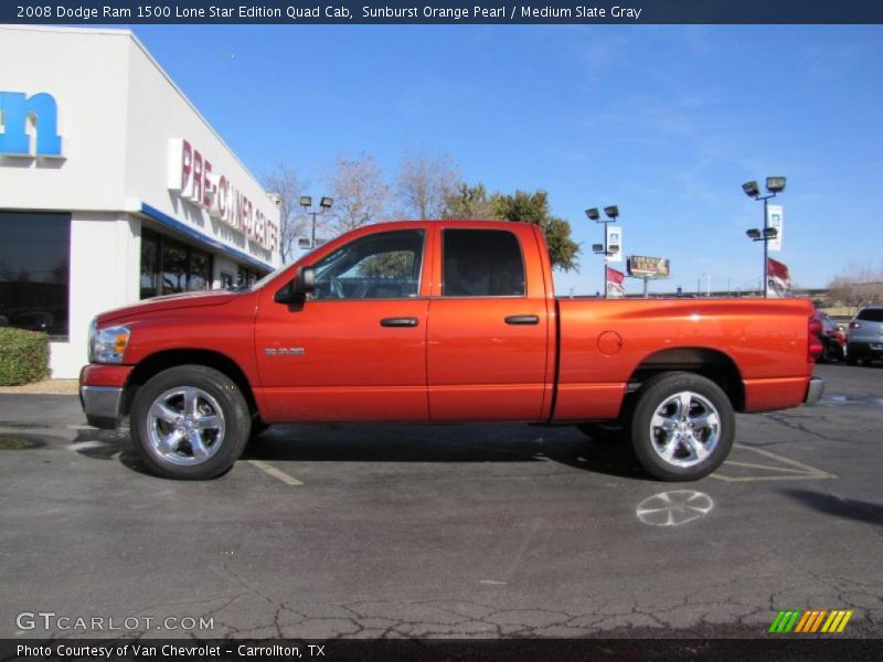Sunburst Orange Pearl / Medium Slate Gray 2008 Dodge Ram 1500 Lone Star Edition Quad Cab
