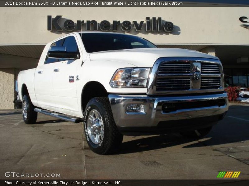 Bright White / Light Pebble Beige/Bark Brown 2011 Dodge Ram 3500 HD Laramie Mega Cab 4x4