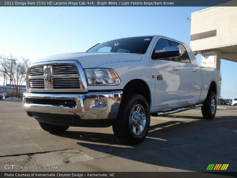 Bright White / Light Pebble Beige/Bark Brown 2011 Dodge Ram 3500 HD Laramie Mega Cab 4x4