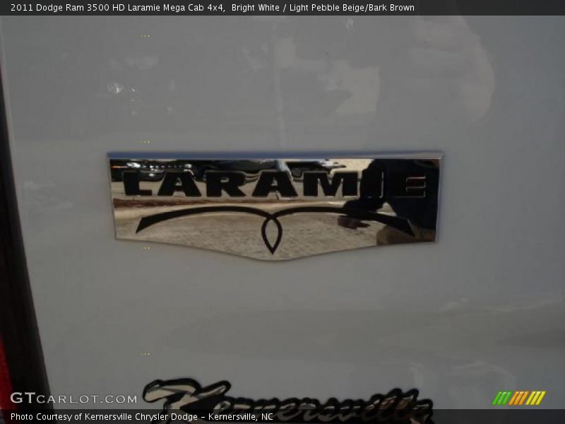 Bright White / Light Pebble Beige/Bark Brown 2011 Dodge Ram 3500 HD Laramie Mega Cab 4x4