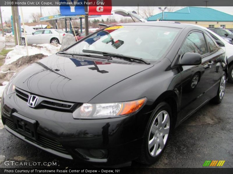 Nighthawk Black Pearl / Gray 2008 Honda Civic LX Coupe