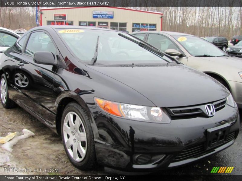 Nighthawk Black Pearl / Gray 2008 Honda Civic LX Coupe