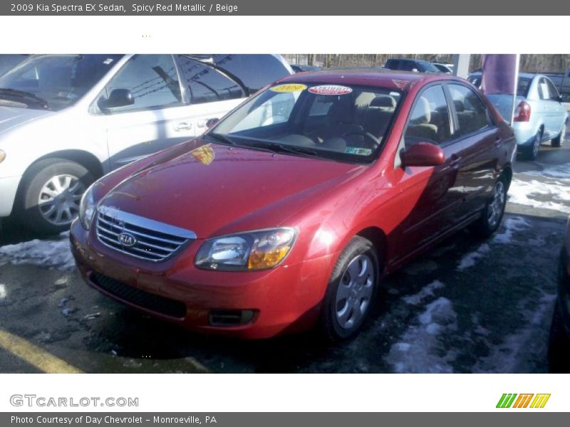 Spicy Red Metallic / Beige 2009 Kia Spectra EX Sedan