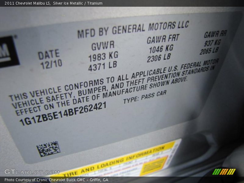 Silver Ice Metallic / Titanium 2011 Chevrolet Malibu LS