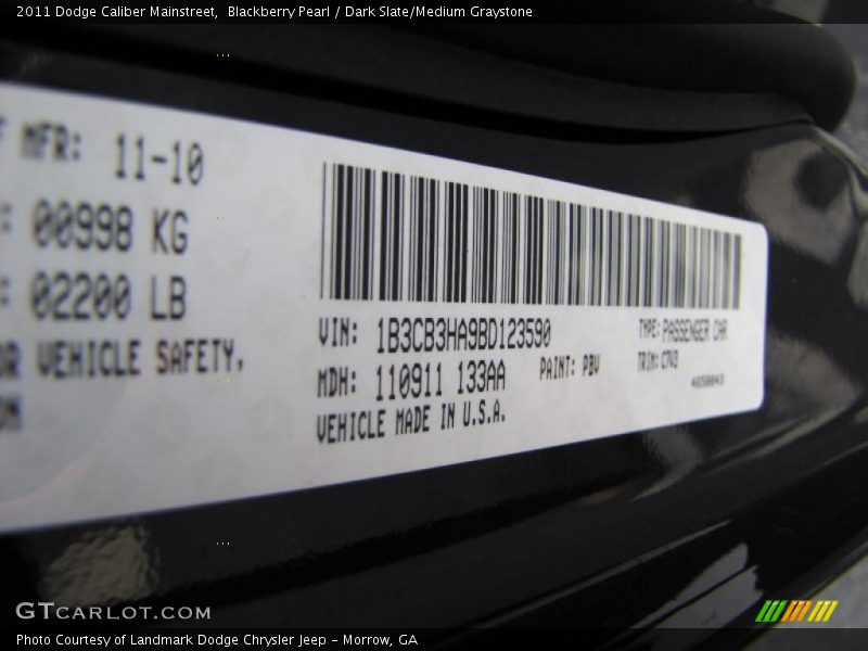 Blackberry Pearl / Dark Slate/Medium Graystone 2011 Dodge Caliber Mainstreet