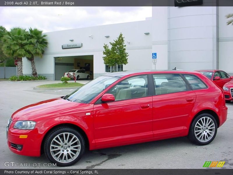 Brilliant Red / Beige 2008 Audi A3 2.0T