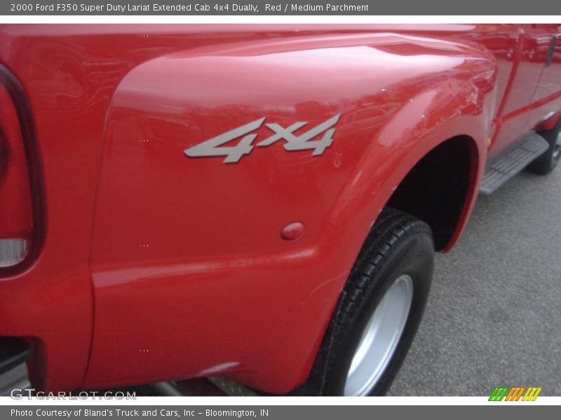 Red / Medium Parchment 2000 Ford F350 Super Duty Lariat Extended Cab 4x4 Dually