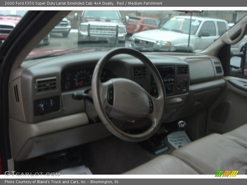 Red / Medium Parchment 2000 Ford F350 Super Duty Lariat Extended Cab 4x4 Dually