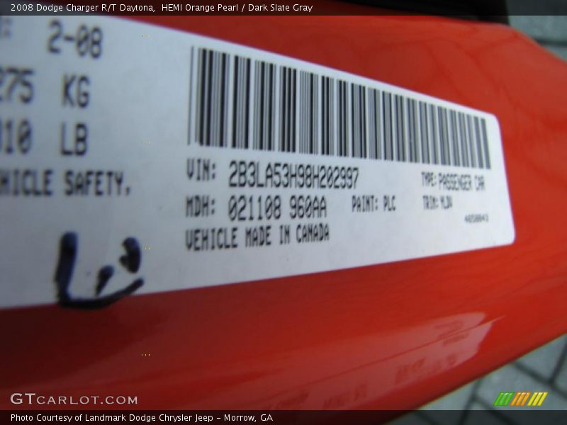 HEMI Orange Pearl / Dark Slate Gray 2008 Dodge Charger R/T Daytona