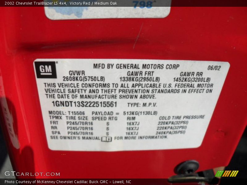 Victory Red / Medium Oak 2002 Chevrolet TrailBlazer LS 4x4