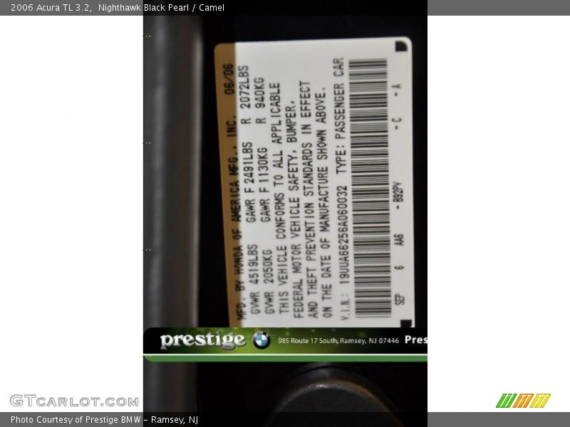Nighthawk Black Pearl / Camel 2006 Acura TL 3.2