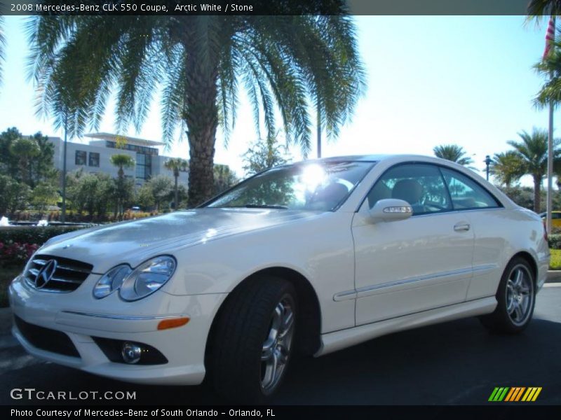 Arctic White / Stone 2008 Mercedes-Benz CLK 550 Coupe