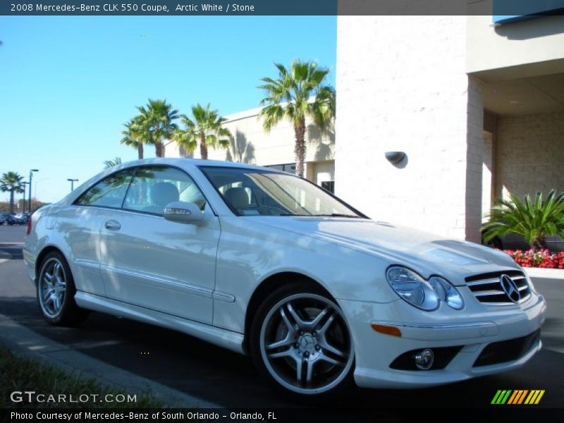 Arctic White / Stone 2008 Mercedes-Benz CLK 550 Coupe