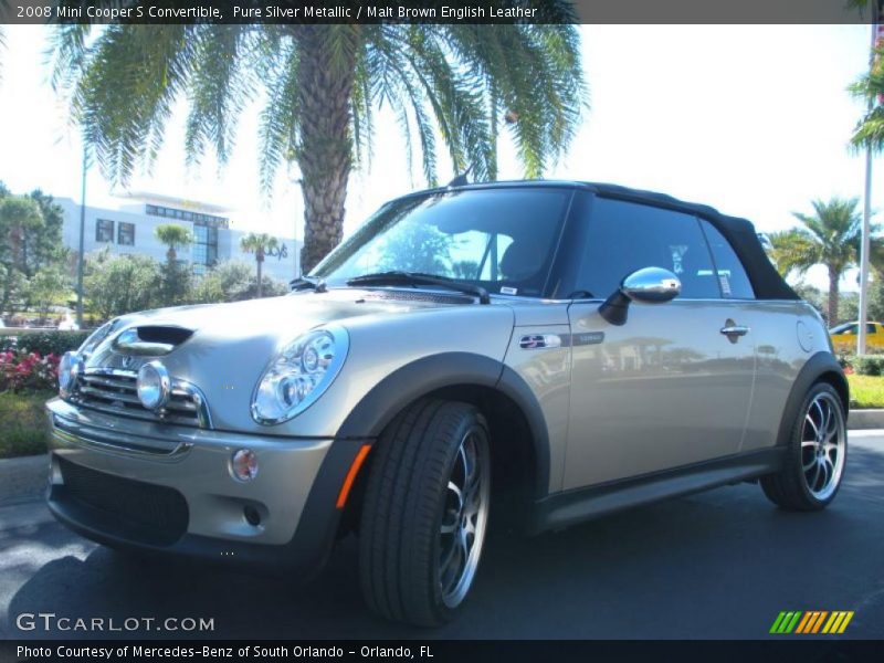Pure Silver Metallic / Malt Brown English Leather 2008 Mini Cooper S Convertible