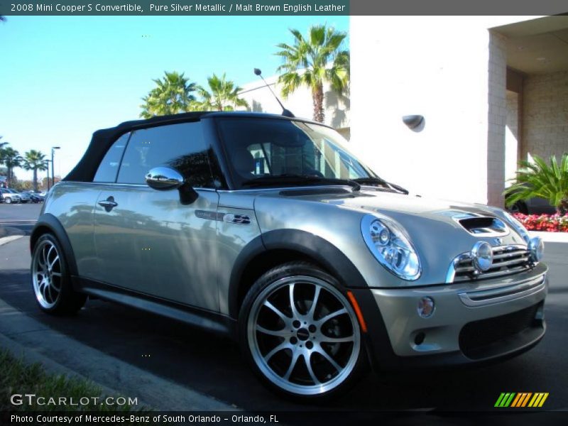 Pure Silver Metallic / Malt Brown English Leather 2008 Mini Cooper S Convertible