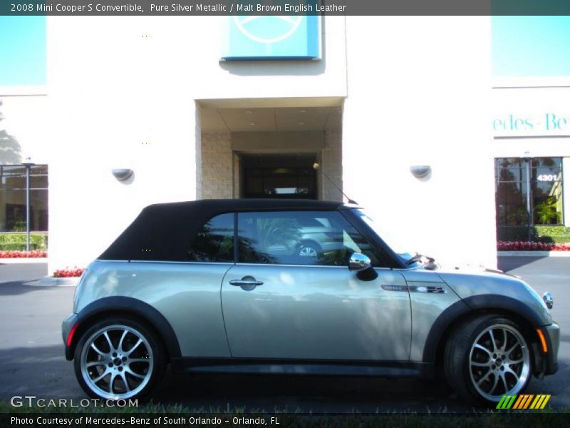 Pure Silver Metallic / Malt Brown English Leather 2008 Mini Cooper S Convertible
