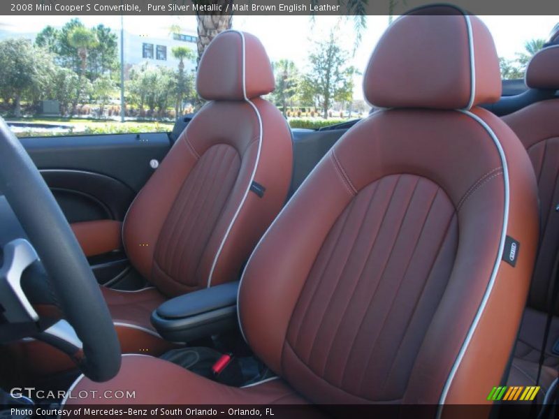 Pure Silver Metallic / Malt Brown English Leather 2008 Mini Cooper S Convertible