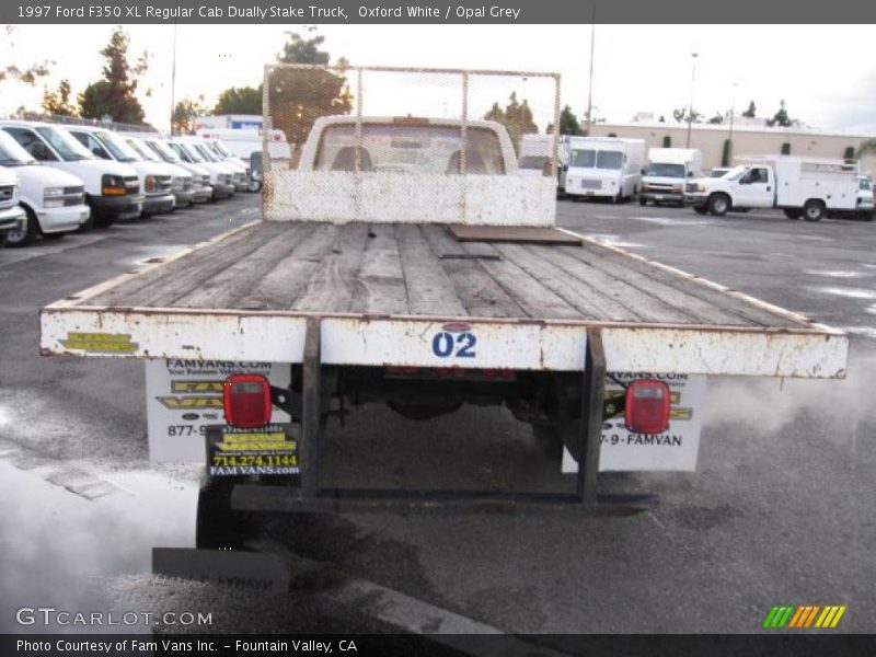 Oxford White / Opal Grey 1997 Ford F350 XL Regular Cab Dually Stake Truck