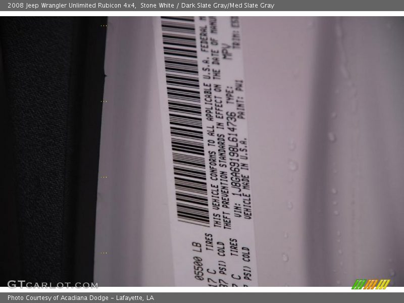 Stone White / Dark Slate Gray/Med Slate Gray 2008 Jeep Wrangler Unlimited Rubicon 4x4