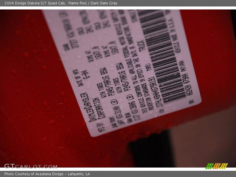Flame Red / Dark Slate Gray 2004 Dodge Dakota SLT Quad Cab