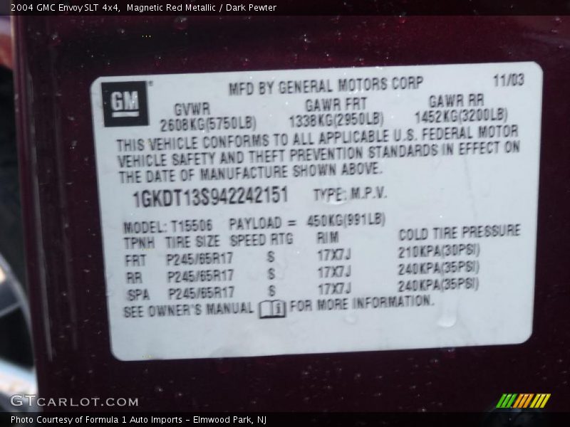 Magnetic Red Metallic / Dark Pewter 2004 GMC Envoy SLT 4x4