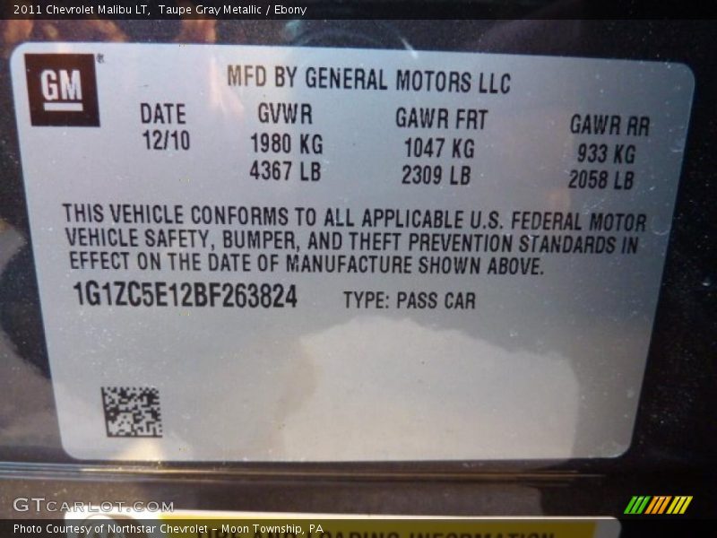 Taupe Gray Metallic / Ebony 2011 Chevrolet Malibu LT