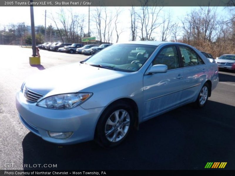 Sky Blue Pearl / Gray 2005 Toyota Camry XLE V6