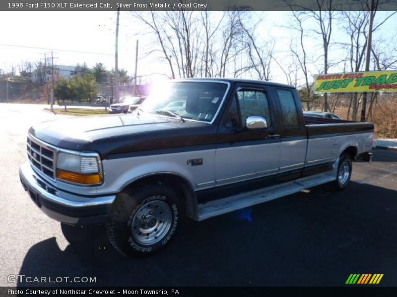 Silver Frost Metallic / Opal Grey 1996 Ford F150 XLT Extended Cab