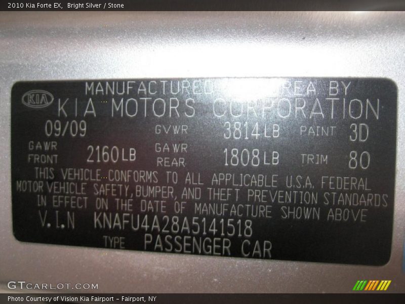 Bright Silver / Stone 2010 Kia Forte EX