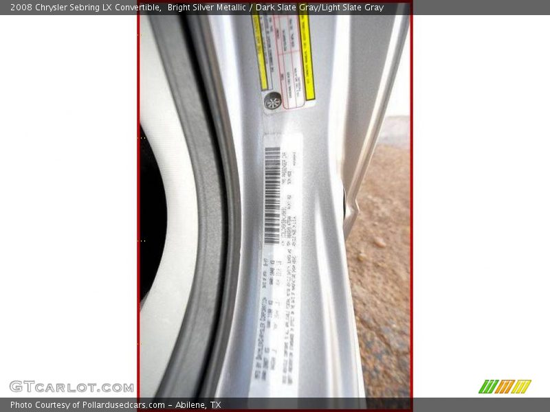 Bright Silver Metallic / Dark Slate Gray/Light Slate Gray 2008 Chrysler Sebring LX Convertible