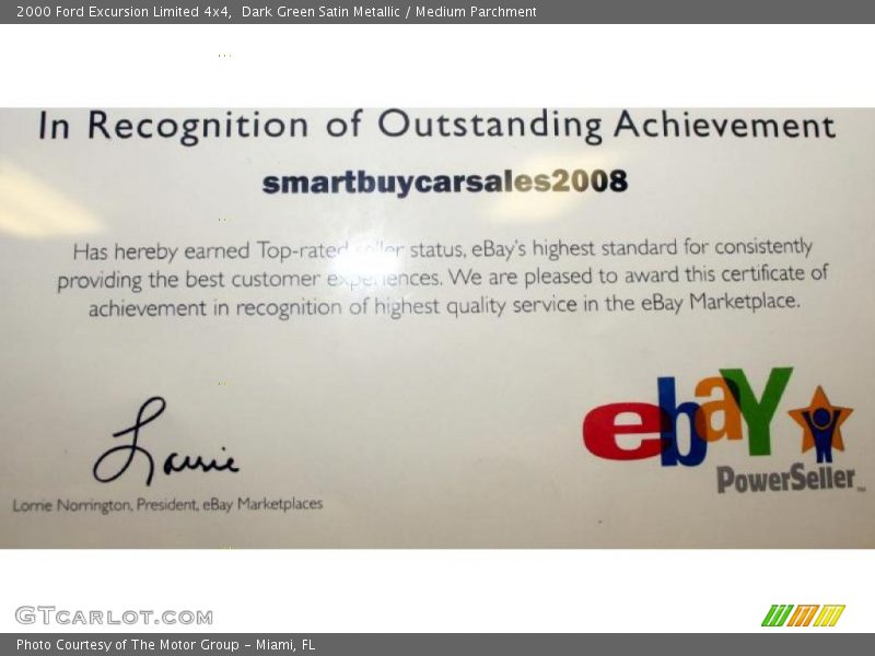 Dark Green Satin Metallic / Medium Parchment 2000 Ford Excursion Limited 4x4