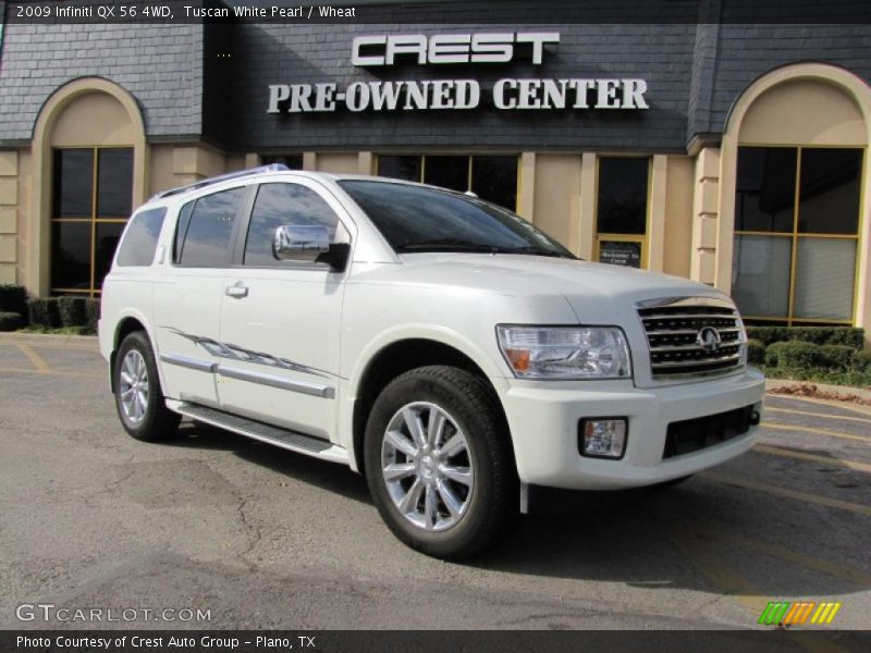 Tuscan White Pearl / Wheat 2009 Infiniti QX 56 4WD