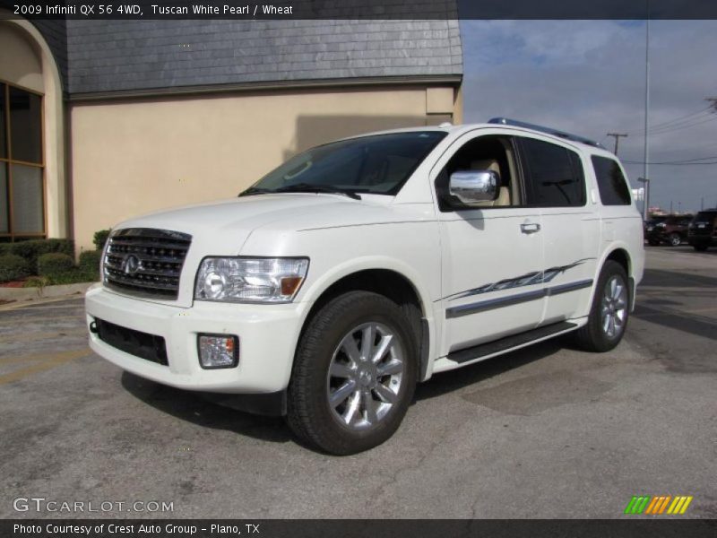 Tuscan White Pearl / Wheat 2009 Infiniti QX 56 4WD